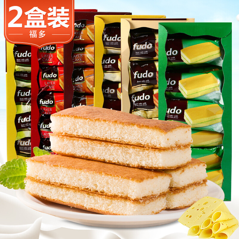 福多蛋糕 马来西亚进口【4口味选】432g*2盒 提拉米蛋糕 早餐下午茶糕点代餐 零食品 奶油+香蕉